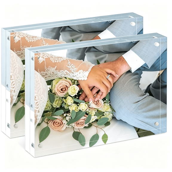 XIBUFE Small Acrylic Picture Frame 2.5X3.5 Clear Double Sided Magnetic Photo Frames Acrylic Business Card Frame for Office School Home Decoration 20Mm Thick Wallet Size Picture Frames