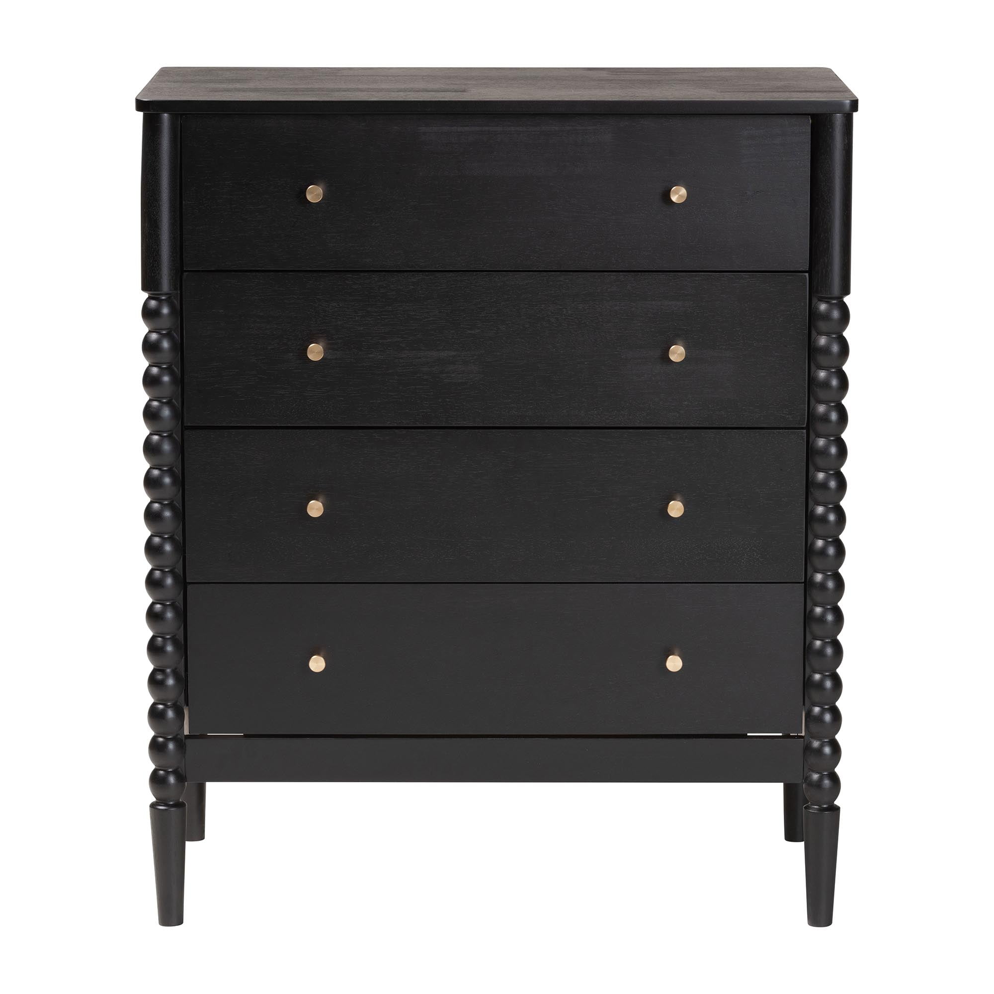 Baxton Studio Lucera Mid-Century Chest, 4-Drawer, Black