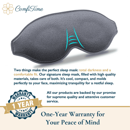 ComfiTime 3D Sleep Mask - 100% Blackout Eye Mask for Sleeping, Eye Covers for Men and Women, Contour Blindfold with Nose Baffle, Soft & Lightweight, Latex-Free