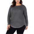 thumbnail image 1 of I-N-C Womens Waffle Side Zip Pullover Sweater, Grey, 3X, 1 of 2