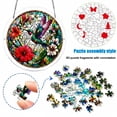 thumbnail image 2 of Acrylic Puzzles Suncatcher Window Hanging, Natural Scenery & Emerald Flame Hummingbird Pattern Jigsaw Sun Catchers Garden Decoration Home Decor 83 Pieces 7.4 Inch, 2 of 8