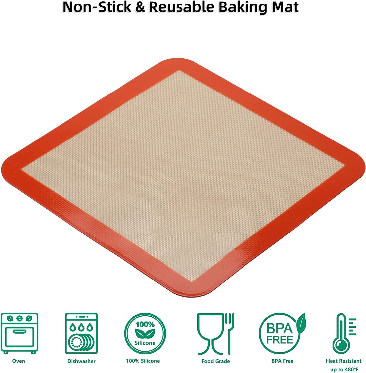  Silicone Baking Mats for 8 inch Square Cake Pan, Non