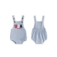 thumbnail image 2 of BemeyourBBs Newborn Baby Boy Girl My First 4th of July Outfit Patriot Independent Day Summer Clothes Romper Overalls USA Flag Embroidery Sleeveless Square Neck Backless Jumpsuit Bodysuit Overalls, 2 of 9