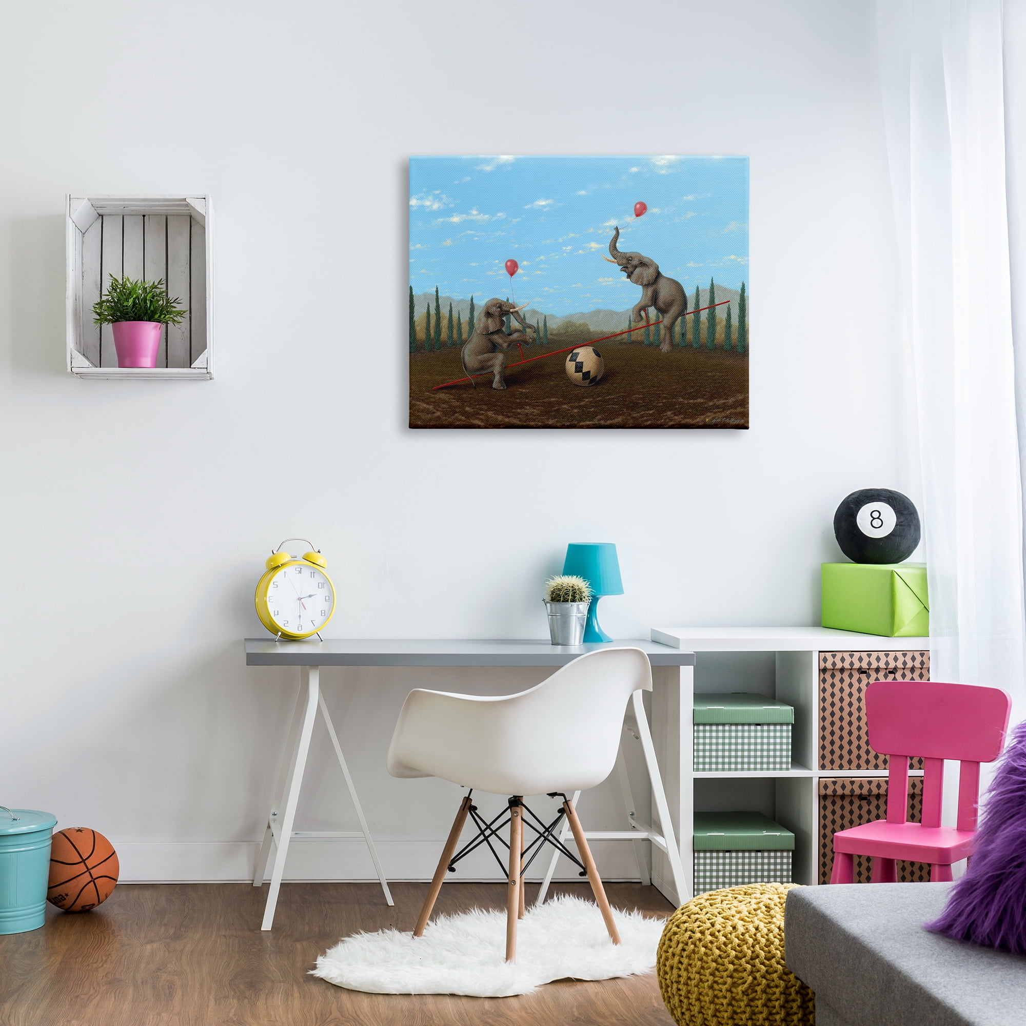 Stupell Industries Vintage Circus Elephant Balancing Ball Act Animals & Insects Painting Gallery Wrapped Canvas Print Wall Art, 30 x 40