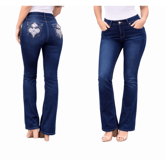 Jack David Womens Basic Bootcut/Straight Denim Stretch Jeans Pants (E600)