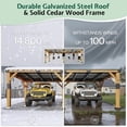 thumbnail image 4 of Jocisland 12x24x8.2 FT Cedar Wood Carport for 2 Cars, Heavy Duty Canopy Carport with Sloped Galvanized Steel Roof for All Weather, 4 of 9