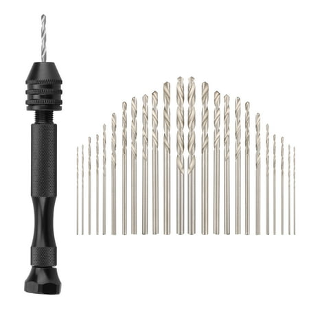 25Pcs Twist Drill Bits with Hand Drill, Mini Micro 0.5mm to 3mm High Speed Steel Straight Shank Electrical Drill Bit DIY Set for Wood, Plastic and Small Object (Best Wood For Hand Drill)