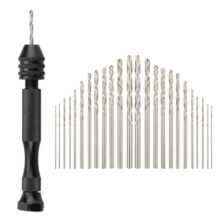 - 25Pcs Twist Drill Bits with Hand Drill, Mini Micro 0.5mm to 3mm High Speed Steel Straight Shank Electrical Drill Bit DIY Set for Wood, Plastic and Small Object Processing