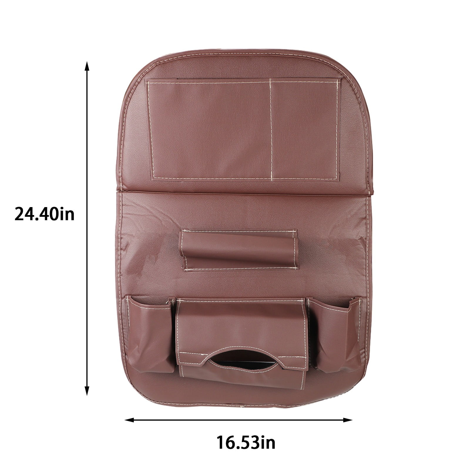 Ywbawe Leather Car Back Seat Organizer with Folding Tray, PU Material Storage Bag for SUV and Vehicle Travel, 1 Count