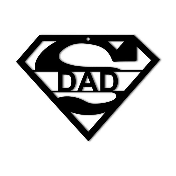 Super Dad Metal Wall Sign Art | Best Dad Home Accent Home Decor Decorative Metal Wall Art | Indoor Outdoor Father's Day Gift for Dad Husband Made in USA - 3 Sizes / 13 Colors