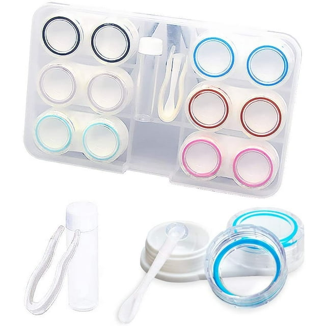 Étui pour Lentilles de Contact, Oweilan Lot de 2, Boîte de Soins Portable Transparente pour Lentilles de Contact, Support Contenant, Trousse de Rangement pour Trempage pour Voyage et Maison