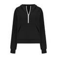 thumbnail image 5 of GPOECD Womens Hoodies Fashion Casual Solid Color Stand Collar Short Crop Pullover Half Zip Fall Sweatshirts for Women Z10141-Black,S, 5 of 6
