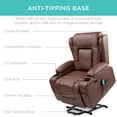 thumbnail image 5 of Best Choice Products Electric Power Lift Recliner Massage Chair Furniture w/ USB Port, Heat, Cupholders - Brown, 5 of 8