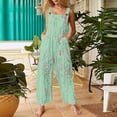thumbnail image 2 of Summer Floral Print Boho Overalls for Women 2026 Plus Size Wide Leg Jumpsuit Pants Rompers with Pockets 4XL, 2 of 4