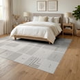 thumbnail image 3 of ODIKA 6'x9' Beige Taupe Modern Geometric Grid Pattern Washable Area Rug Contemporary Abstract Squares Stripes Dots Non-Slip, Chair-Friendly, for Dining Room, Under Table, Office Décor, 3 of 7