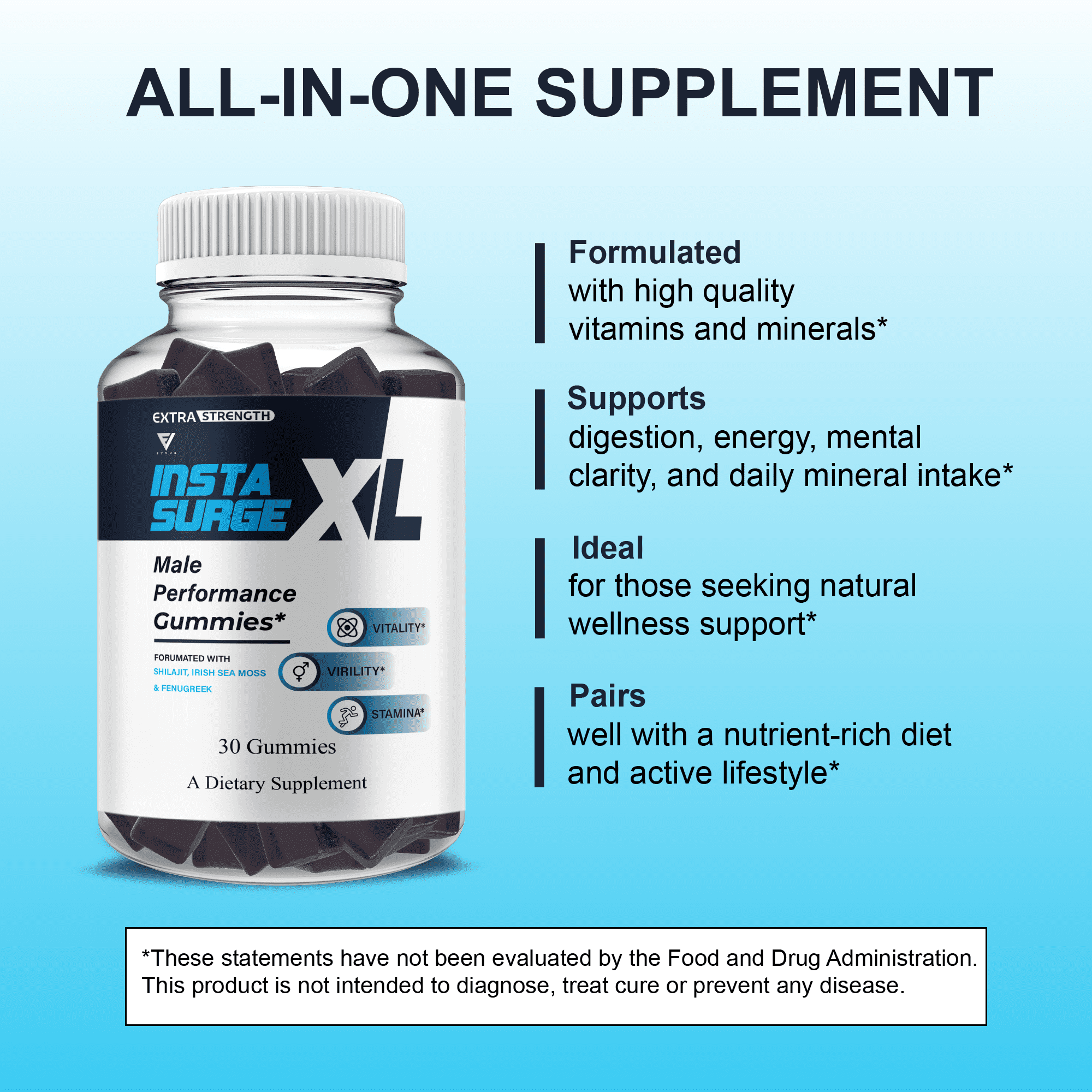 (2 Pack) Insta Surge XL Performance Gummies, InstaSurgeXL Advanced Formula (60 gummies)