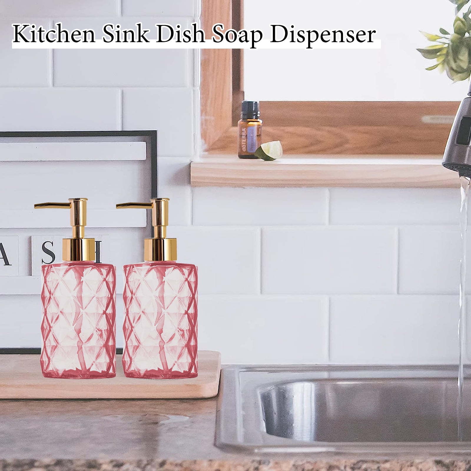 Pink Flamingo Ceramic Gold-tone Pump Dish Soap Dispenser and