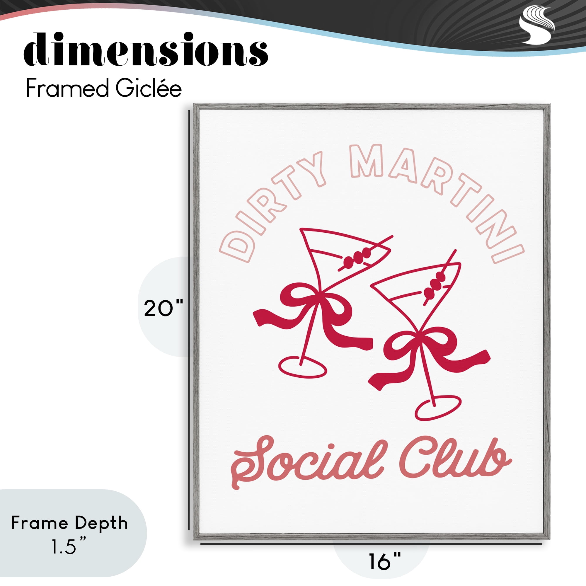 Stupell Industries Pink Martini Social Club Gray Framed Giclee Art, design by Lettered and Lined