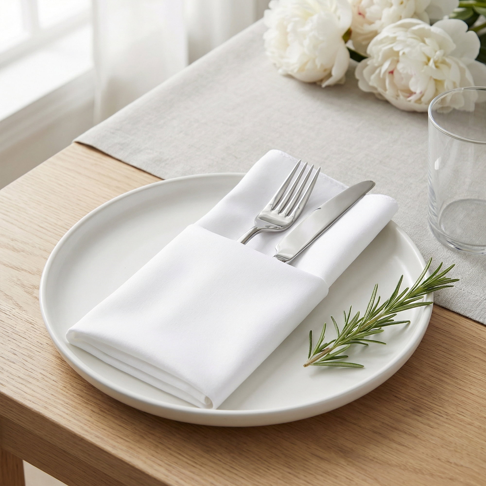 Unique Bargains 12Pcs Cotton Washable Reusable Cloth Napkins White 17x17inch
