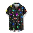 thumbnail image 5 of PNTUTB Men's Fashionable Firework Print Collared Button Down Short Sleeve Casual Loose Comfort Blouse, 5 of 6