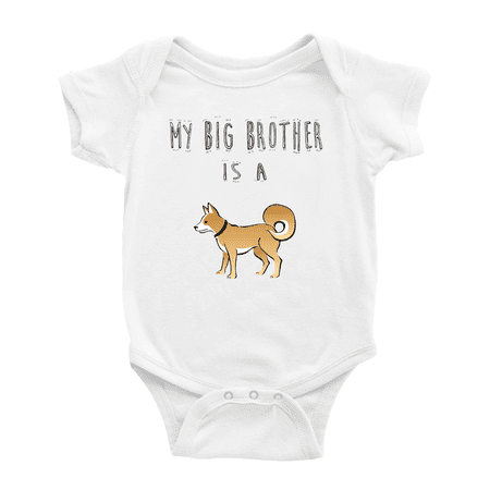 

My Big Brother Is A Akita Dog Cute Baby Clothing Bodysuits Boy Girl Unisex