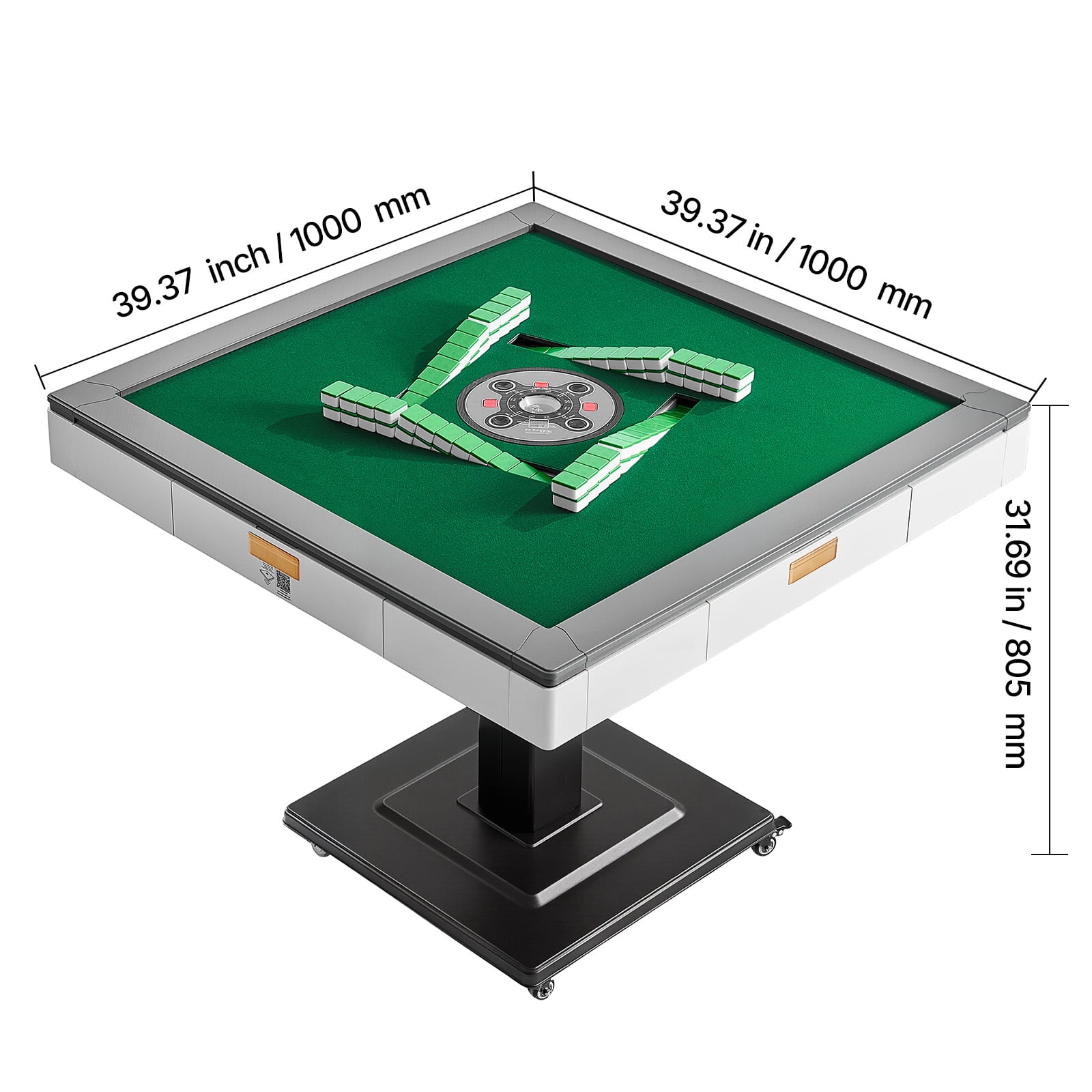 KFFKFF Automatic Mahjong Table with Wheels, Includes 2 Sets of 42 mm Tiles (152 Pieces), Foldable Design with Automatic Shuffling, Ideal for Home Use, Outdoor Activities