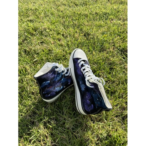 Galaxy pattern purple unisex high top canvas shoes, fashion sneakers