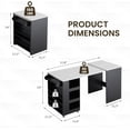 thumbnail image 2 of MELLCOM Extendable Kitchen Island,Mobile with Storage,2 Side Shelves,Suitable as Dining Table,for Dining Room/Open Kitchen/House Bar,21.5x15.7 to 52x21.5 Inch,Black, 2 of 5