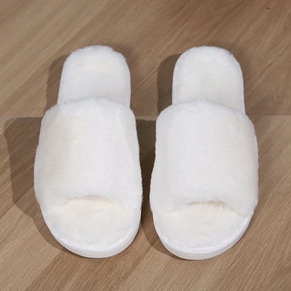 Bmisegm Couple Solid Color Thick Bottom Warm Non Padded Home Cotton Slippers Womens Slippers White 6.5