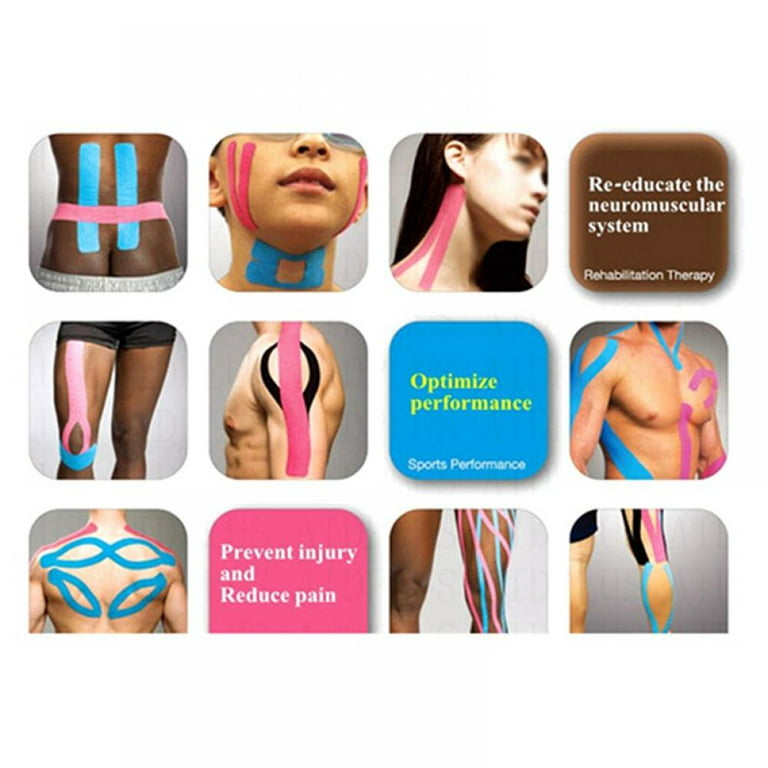 Kinesiology Tape Kinesio Strapping Taping Athletic Sports Tape for Men Knee Shoulder Elbow Ankle Neck Muscle Superior Waterproof Adhesion Non Latex