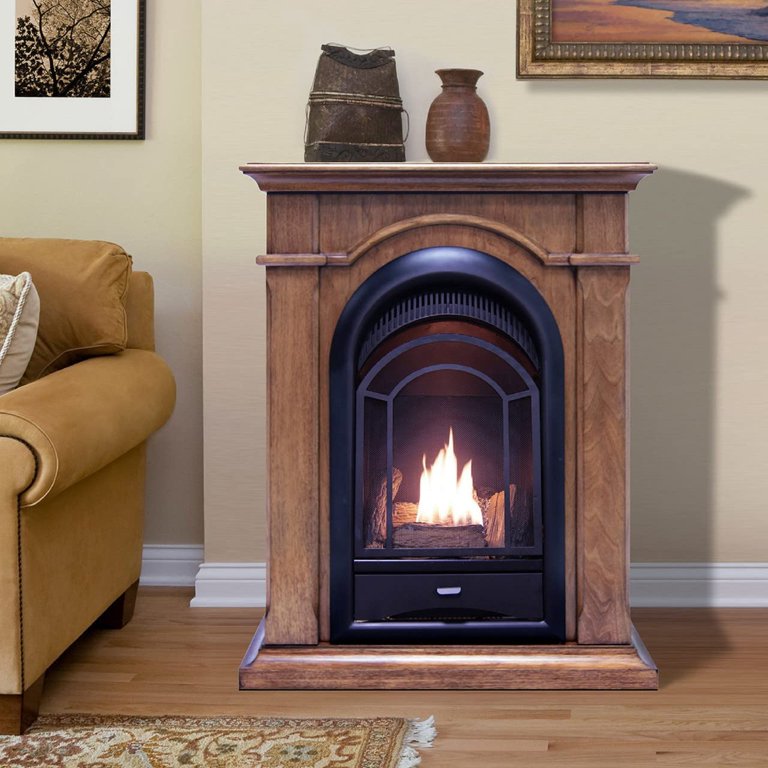 Procom Pcs150t-A 15,000 BTU Vent Free Dual Fuel Mantel Fireplace - Toasted  Almond - Walmart.com