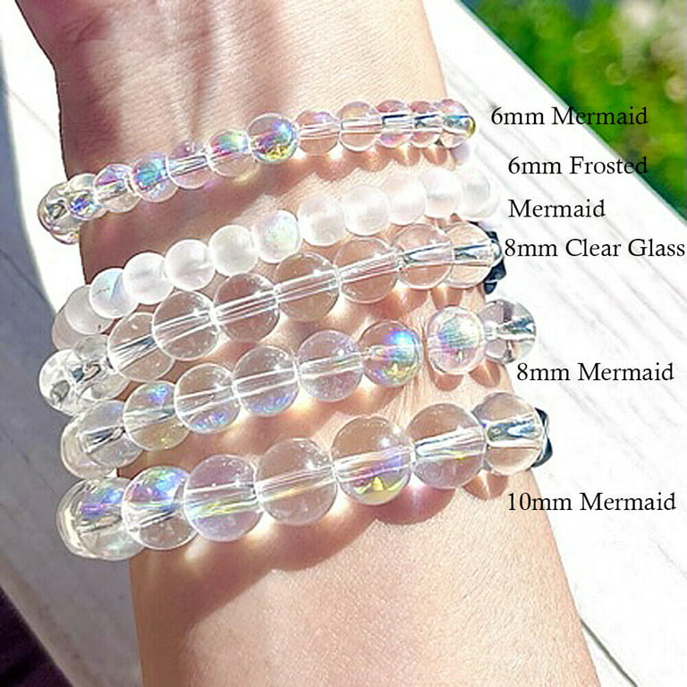 Magik Custom Name Glass Bead Soap Bubbles Mermaid Holographic Aura Mama  Bracelet 
