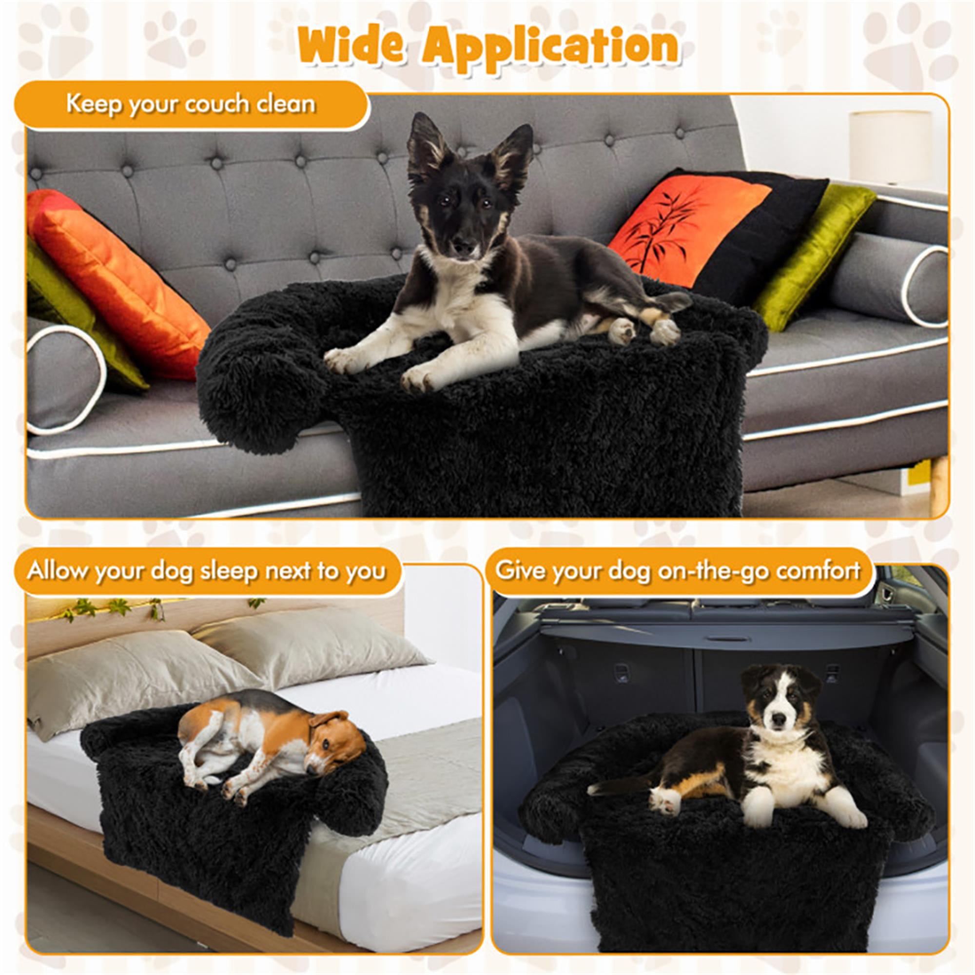Kadyn 44" Dog Bed for Couch, Calming Dog Beds for Large Dogs, Fluffy Plush Bed for Pets, Anti Anxiety Dog Bed with Removable Cover, Black-M