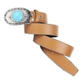 thumbnail image 3 of Cinturón de cintura para mujer Macarena cuero hebilla turquesa estilo vaquero occidental marrón, 3 of 5