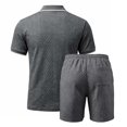 thumbnail image 3 of hotojiny Mens Summer Track Suits 2 Piece Shorts Sets Short Sleeve Sweatsuit Outfits Quarter Zip Golf Shirts Loungewear(Dark Gray,Small), 3 of 5