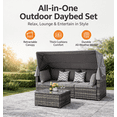 thumbnail image 4 of Seizeen 5-Piece Outdoor Daybed, Rattan Sectional Sofa Set with Retractable Canopy, Patio Sectional Bed with Side Table, Outdoor Sunbed for Backyard Porch Pool with Cushions, Adjustable Daybed, 4 of 9