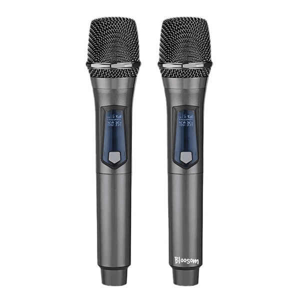 Set 2 Micrófono Bloosom Inalámbrico Profesional De Karaoke Con Receptor Gris