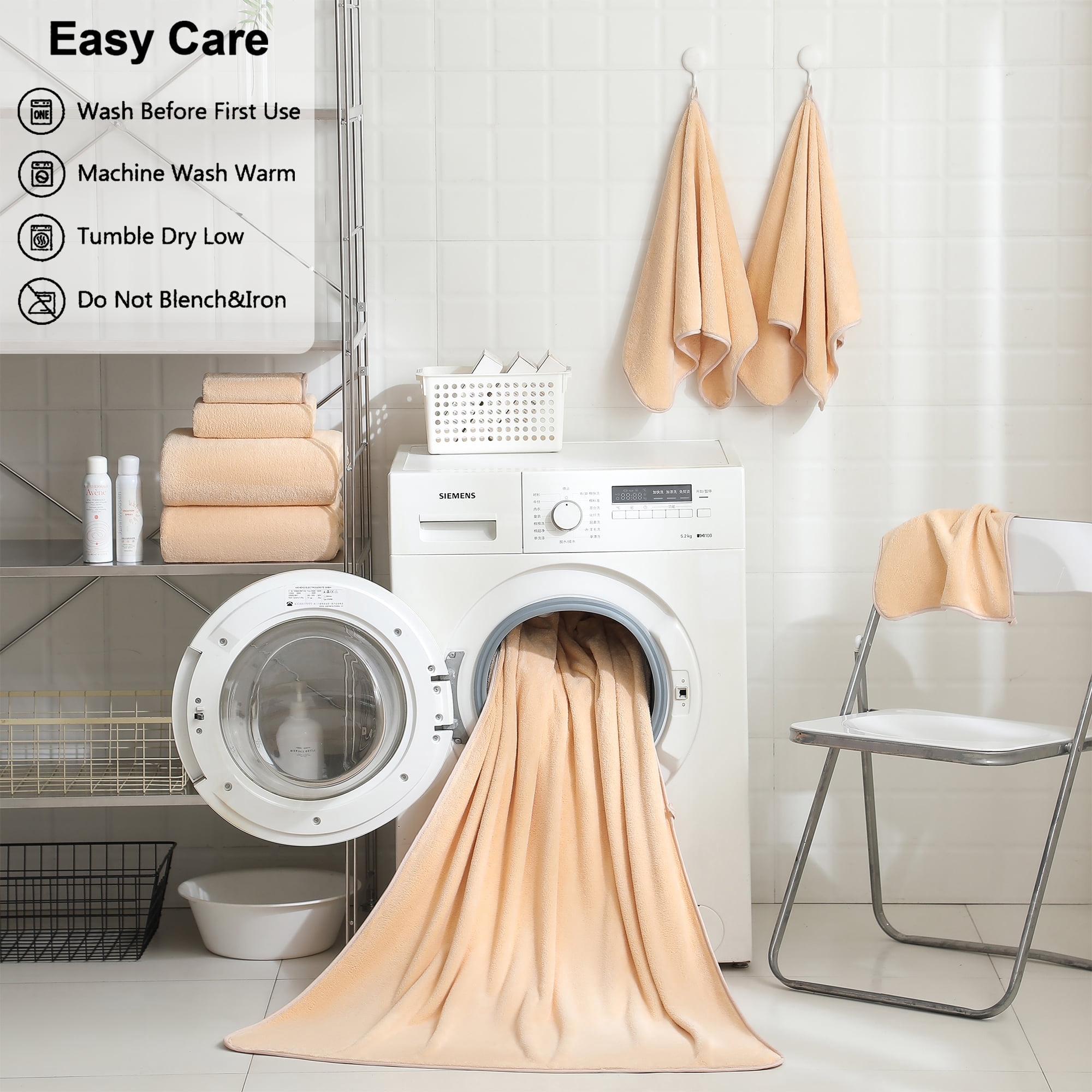 Jessy Home 4 Pack Oversized Bath Sheet Towels 700 GSM Ultra Soft Apricot Yellow Bath Towel Set