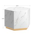 thumbnail image 6 of Weston Home Declan Faux Marble Coffee Table, White, Hexagon, 6 of 6