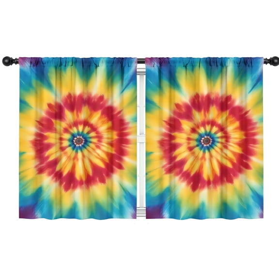 Blackout Kids Curtains,Rainbow Tie Dye Mandala Pattern Childrens Insulated Curtains Set Of 2,Bedroom Essentials,Toddler Room Decor 42"x54"
