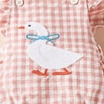 thumbnail image 4 of Baby Onesies Girl Baby Girl Outfit Goose Embroidery Ruffle Sleeveless Romper Jumpsuit Bodysuit And Plaid Headband Set, 4 of 7