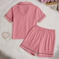 thumbnail image 4 of MEZZALL Girls Sleepwear Set 2pcs Tween Heart Print Lapel Short Sleeve Shirts Tops Shorts Pajamas Sets Soft Pajamas Sets Tops And Shorts Comfortable Loungewear For Kids Cozy Nightwear, 4 of 7