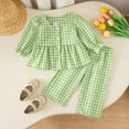 thumbnail image 2 of CAUYDY 2T 3T 4T 5T Child Girls Clothing Baby Sleepers Fall Winter Long Sleeve T-Shirt and Pants 2Pcs Set Toddler Pajamas Little Kid Outfits for Girl Sizes 2-3 Years,Green, 2 of 8