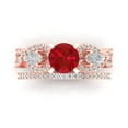 thumbnail image 2 of Clara Pucci 18K Rose Gold 1.925 Simulated Ruby Engraveable Engagement Ring + Wedding Band Set, 2 of 7