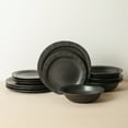 thumbnail image 6 of Stone Lain Oasis 12-Piece Dinnerware Set Stoneware, Black, 6 of 7