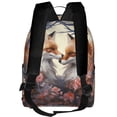 thumbnail image 3 of Lsque Romantic Flower Fox Pattern Backpack – School Travel Canvas Daypack with Ergonomic Padded Straps, Multiple Compartments & Leather Handle, 3 of 5