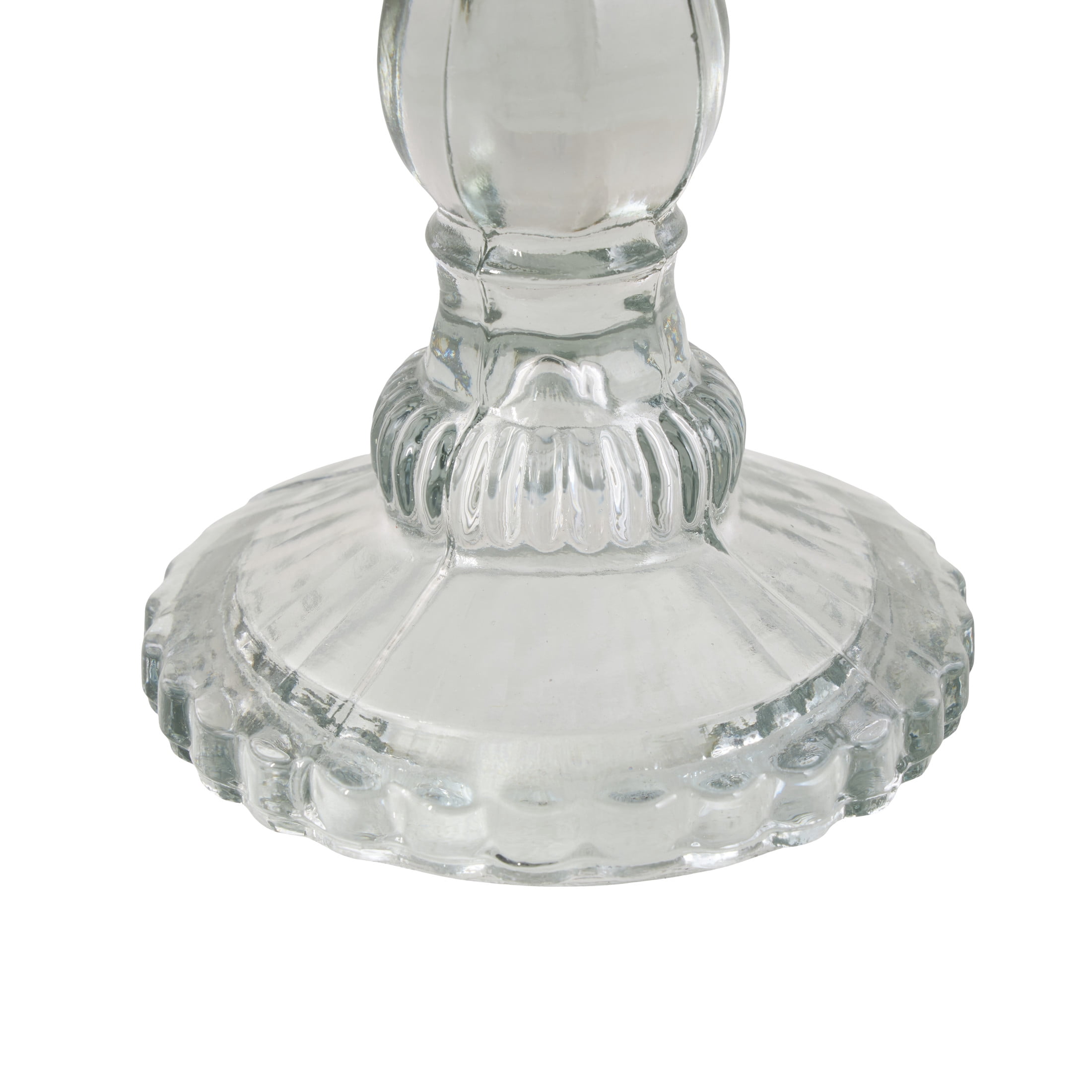 DecMode 3 Candle Glass Fluted Turned Candle Holder, Set of 3