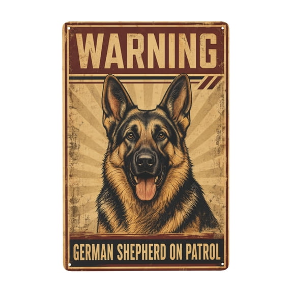 Shepherd Warning Beware of Dog Metal Tin Sign For Home Porch Yard Gate And Fence 8x12 Inch