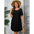 thumbnail image 2 of SHOWMALL Women's Plus Summer Dresses Short Sleeves Casual Midi Dress with Pockets 3X Black, 2 of 7