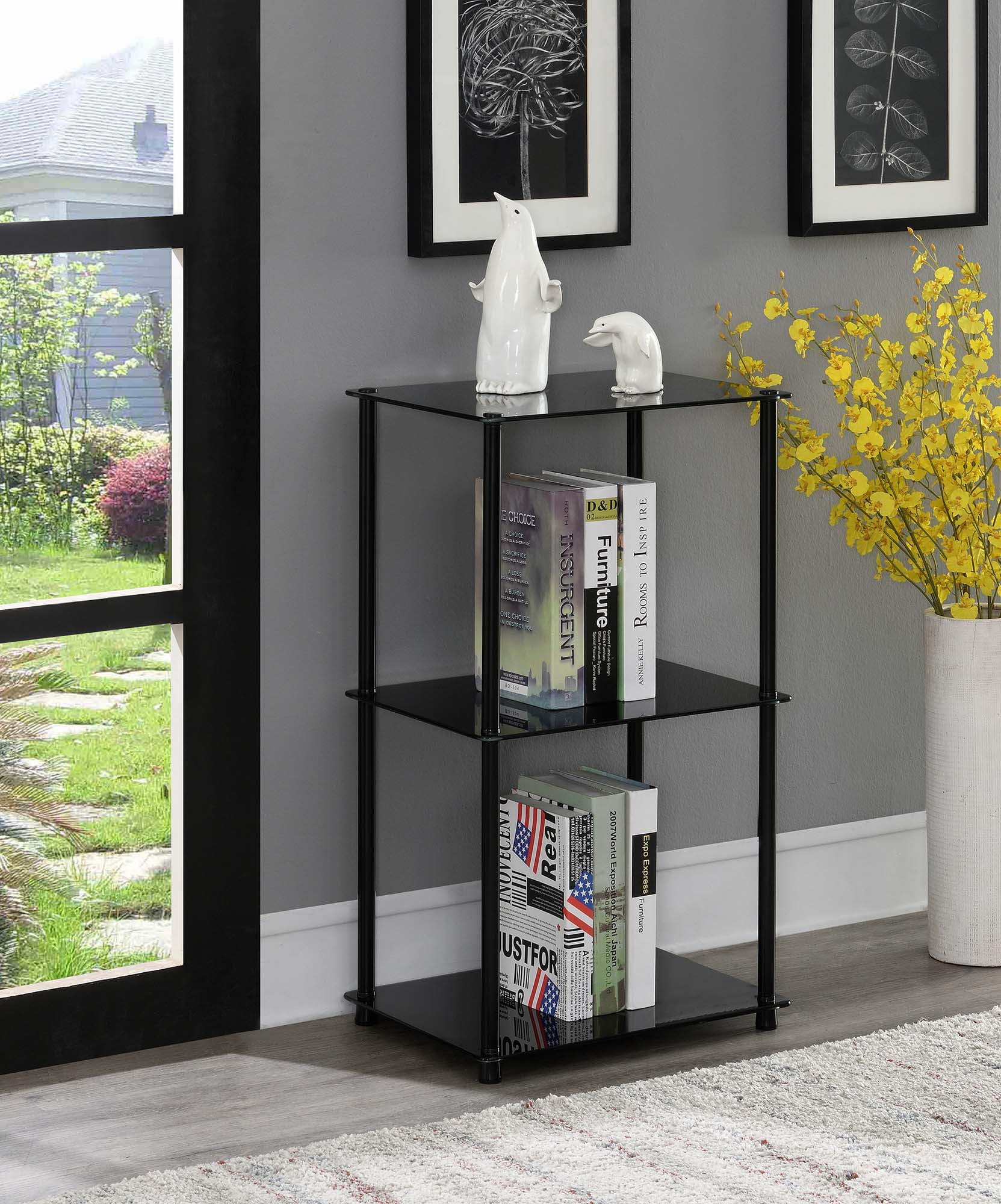 Convenience Concepts Designs2Go Classic Glass 3 Shelf Bookcase